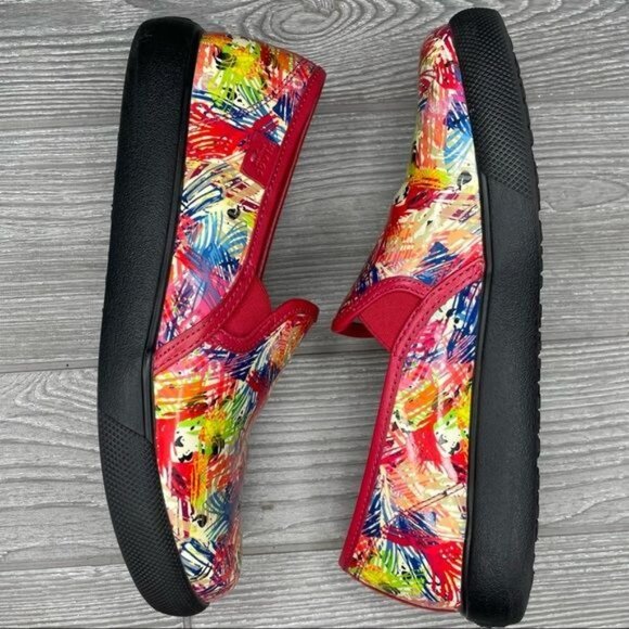 Firework paint splatter design klogs clogs flat shoes work slip resistant slip o - Picture 2 of 7